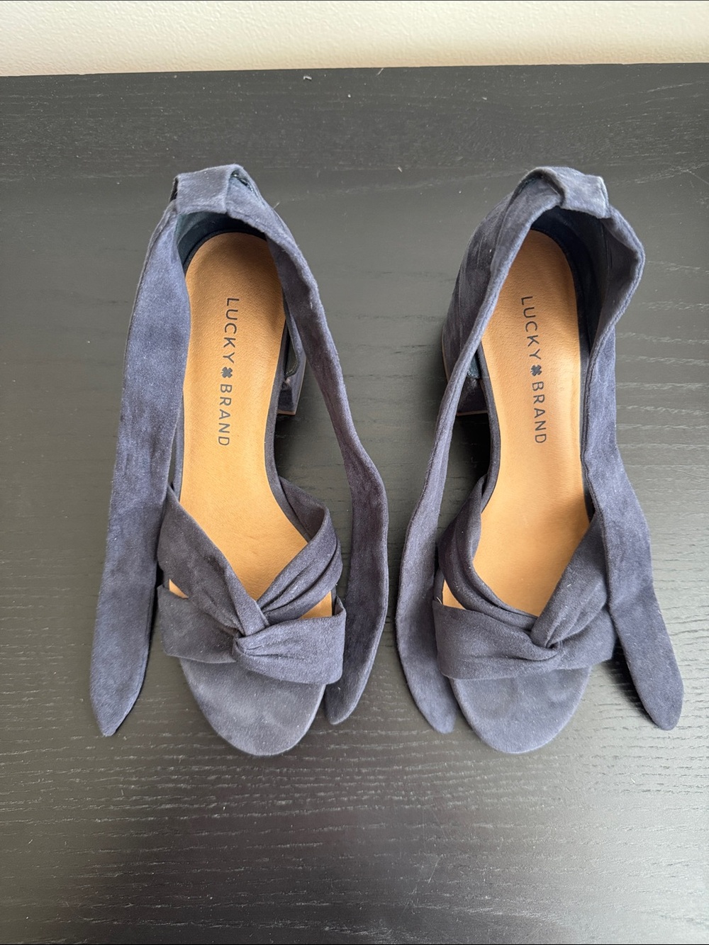 Lucky Brand Navy Suede Knot Tie-Front Women's Sandals